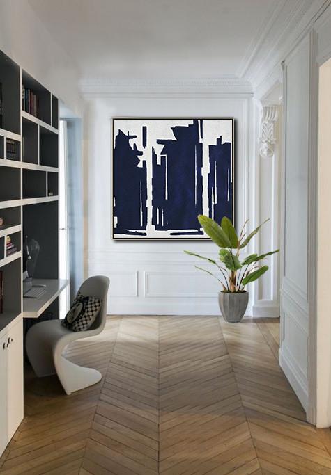 Navy Blue Minimalist Painting #NV307A - Click Image to Close